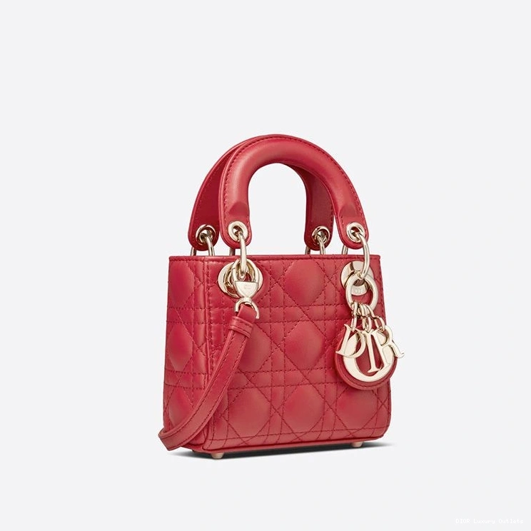 Cheap Dior Lambskin Bag Cannage Lady Red Micro 0728 Luxury